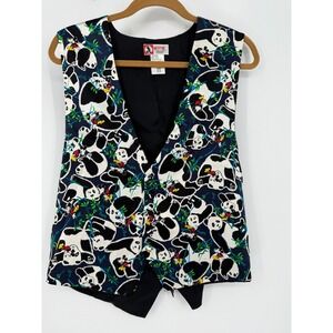 Vintage Mickey Inc Disney 100% Silk Vest Black Men's Large Mickey Mouse‎